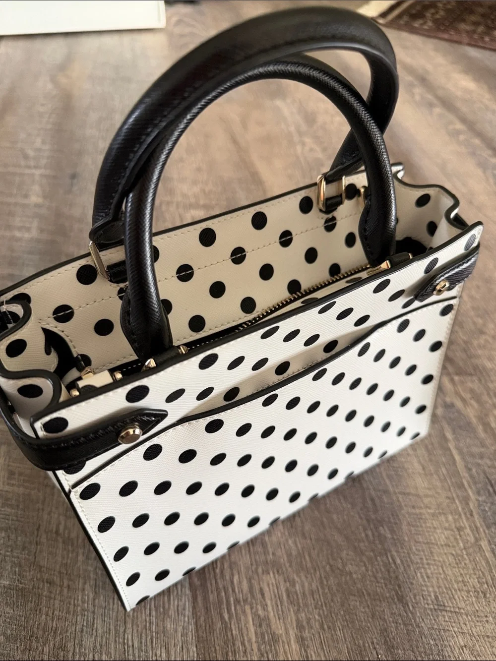 kate spade Black Polka Dot Cream Tote - Picture 3 of 5